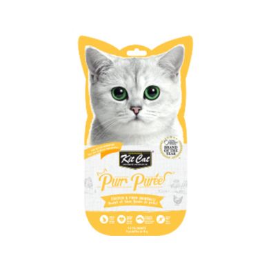 Kit Cat® Purr Purées® Chicken &amp; Fiber (Hairball) Cat Treat 4 x 15gm