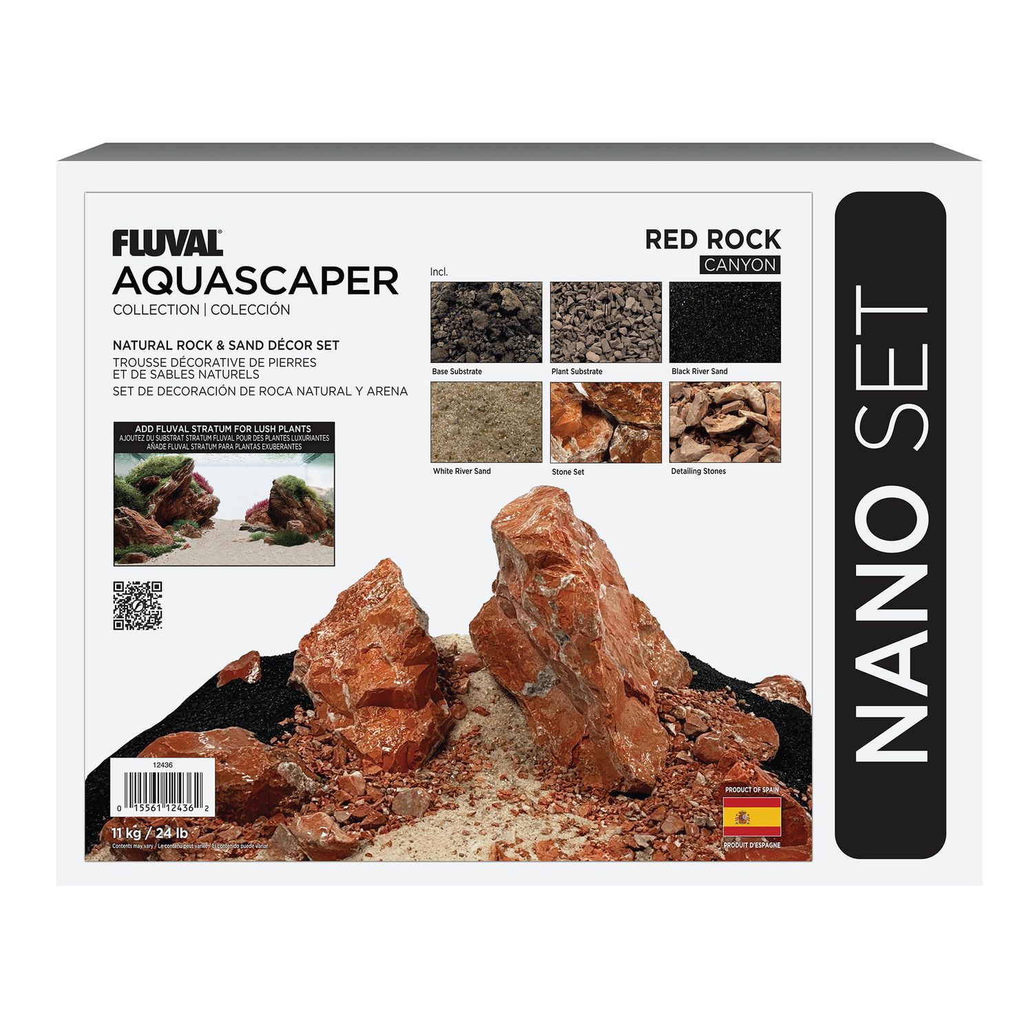 Fluval Red Rock Aquascaper Natural Rock &amp; Sand Décor - Nano Set - 11 kg (24 lb)
