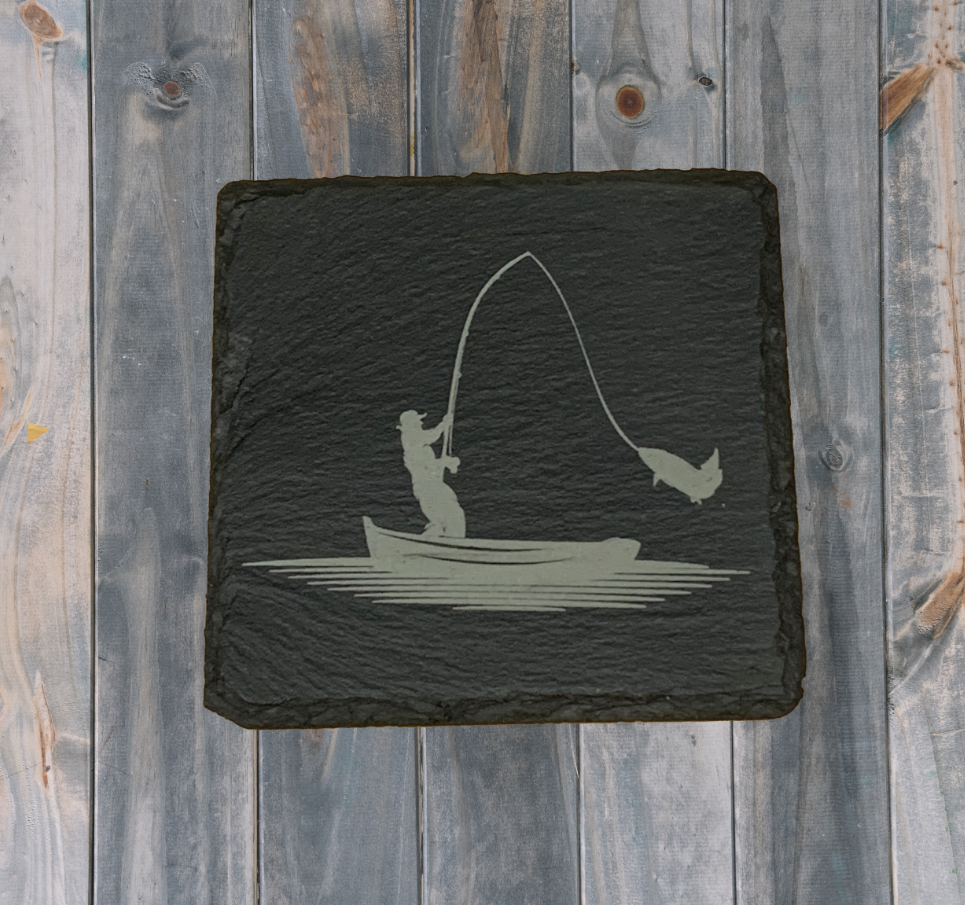 River Fishing - Engraved Slate Coasters