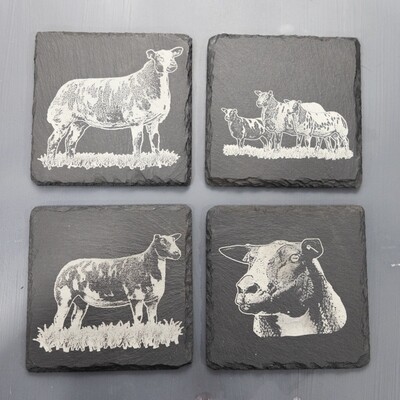 Set of 4 Dutch Spotted Slate Coasters