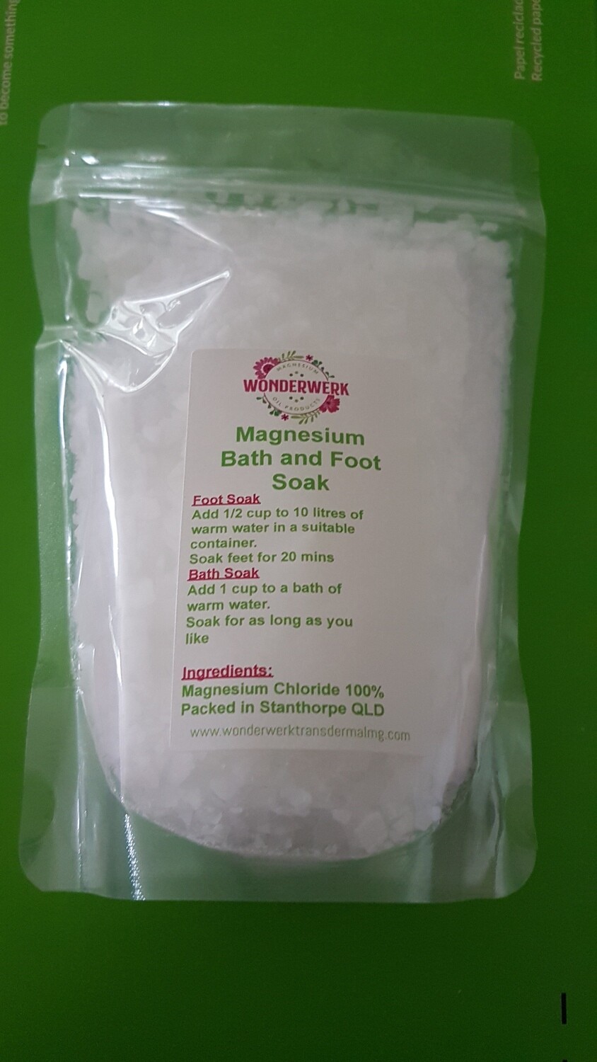 Magnesium Chloride Bath & Foot soak flakes 400g unscented