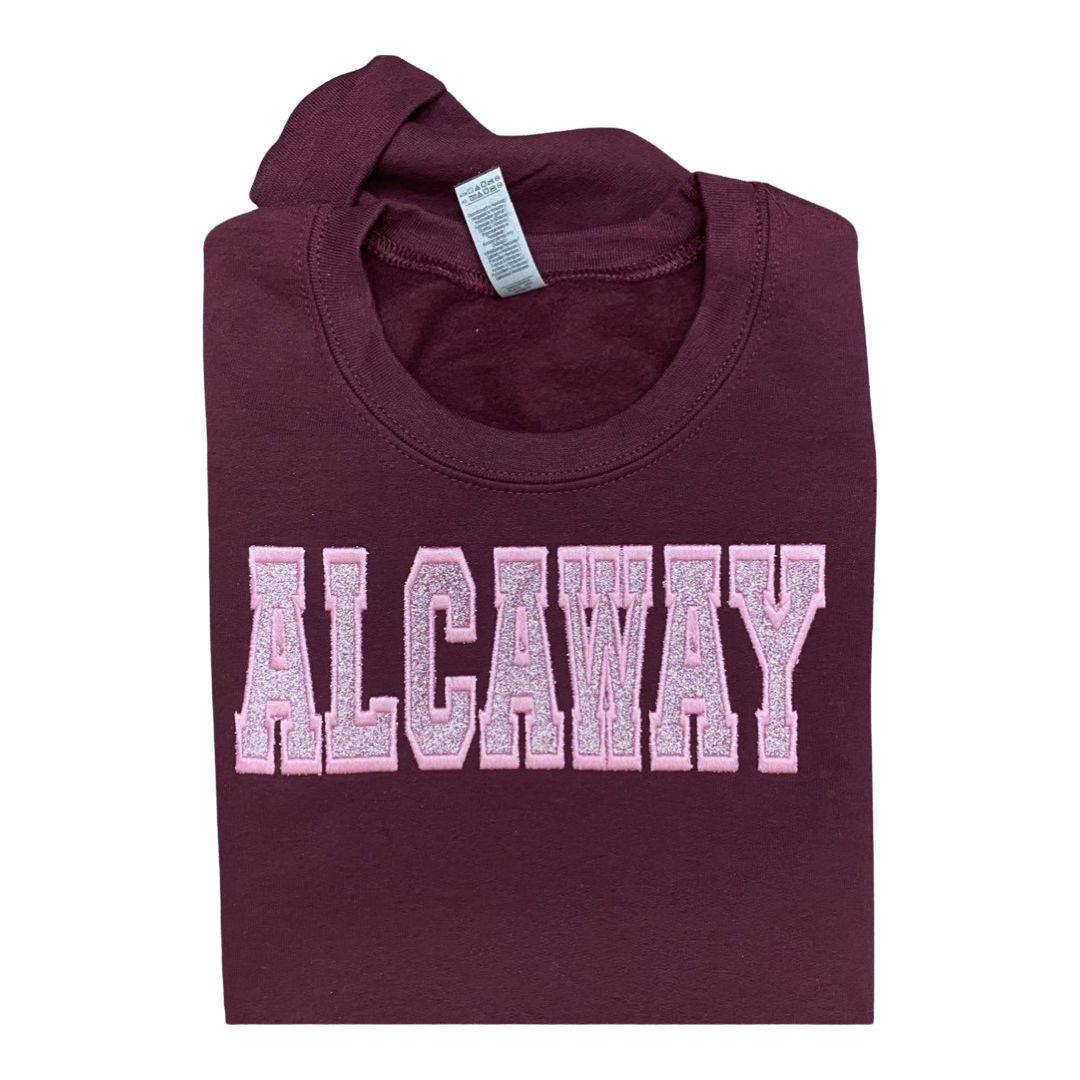 ALCAWAY Pink glitter embroidery Applique Sweatshirt
