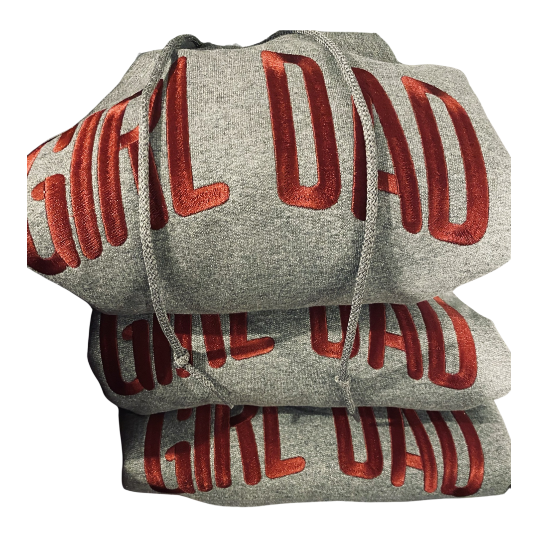 GIRL DAD Burgundy/Maroon color crewneck with Embroidery gray embroidery stitching