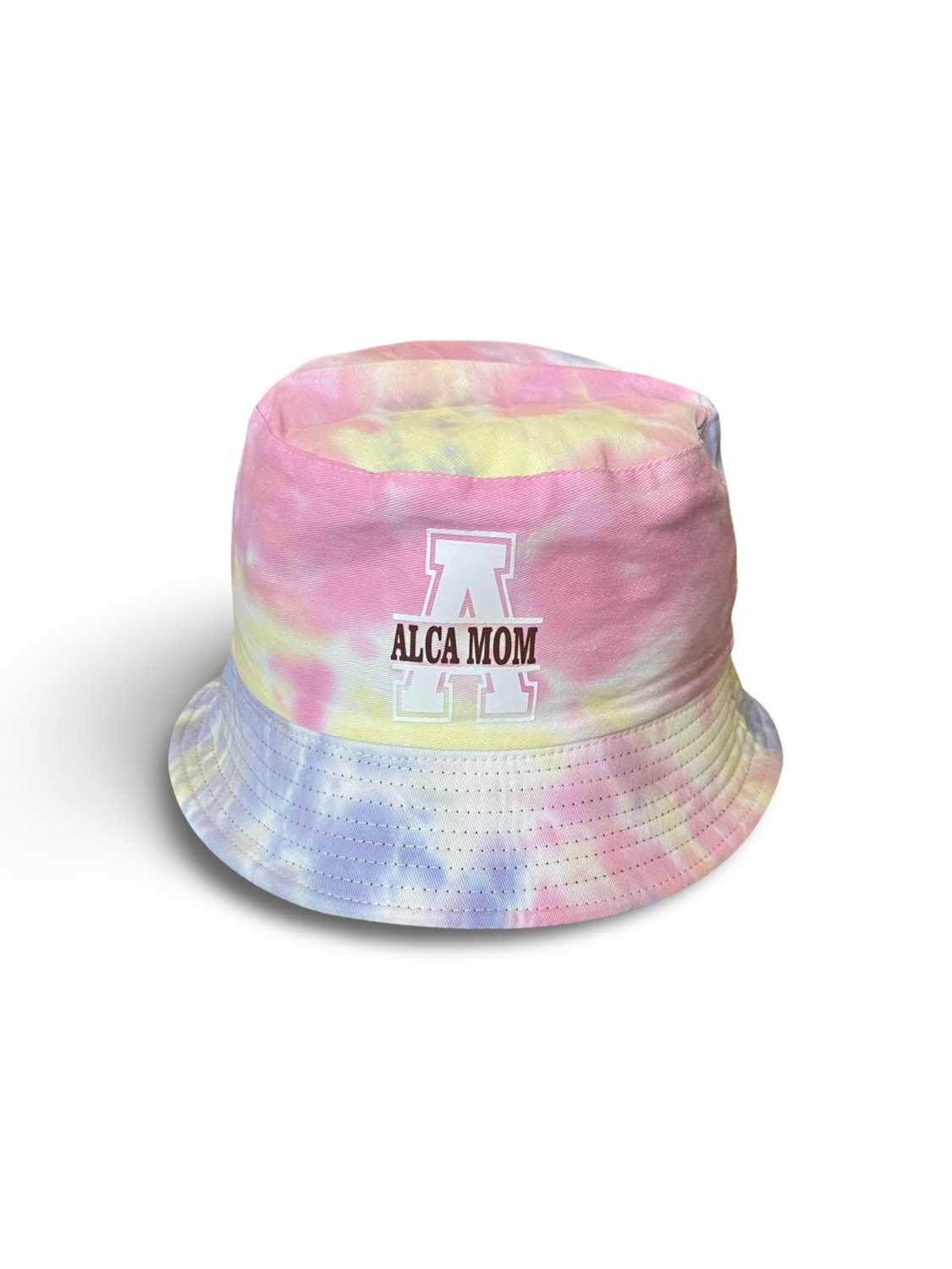 ALCA Tie Dye Bucket hat with A for ALCA. Choose from our many color options and different name options like ALCA MOM