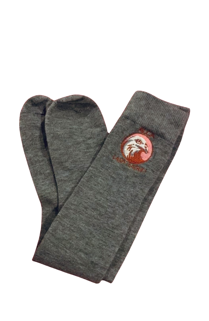 ALCA Logo socks set of 3. Each set has one color included. Options Gray, Pink or White