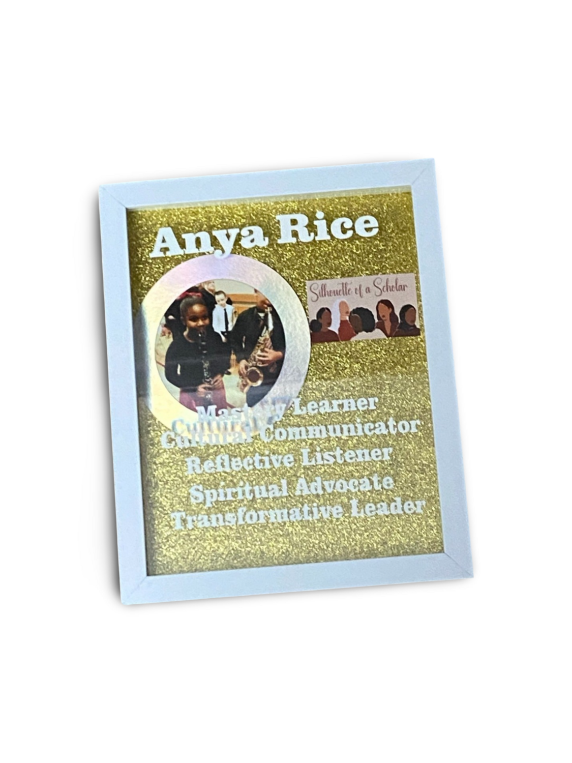 ALCA SCHOLAR FRAME 8x10 SILHOUETTE OF A SCHOLAR SHADOW BOX FRAME Mastery Learner, Cultural Communicator, Reflective Listener, Spiritual Advocate and Transformative Leader