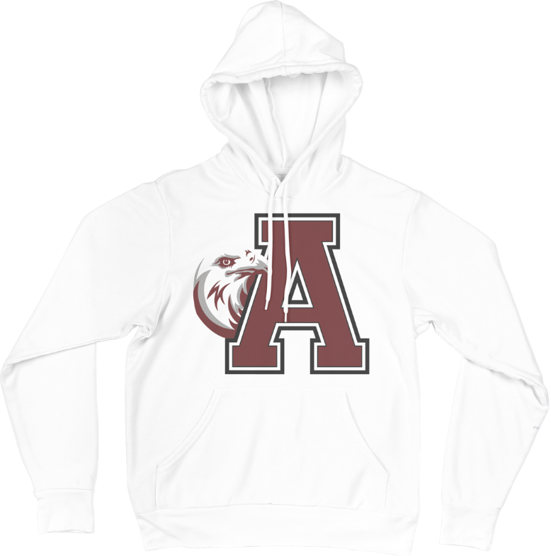ALCA HTV Vinyl PRINTED Lady Eagle Image with the letter A representing OUR SCHOOL SPIRIT. This shirt is HTV Vinyl printed