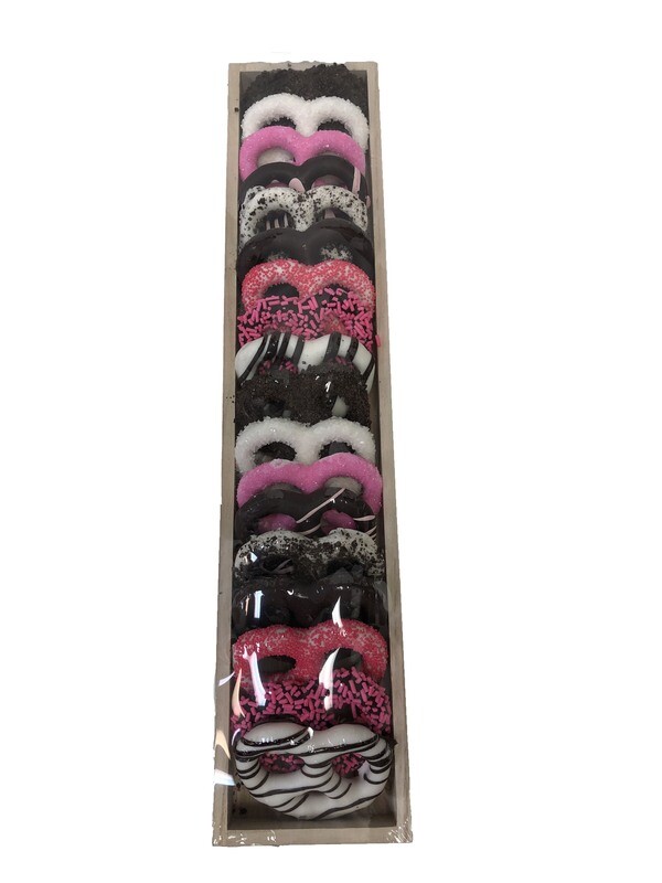 Pink Long Wood Rectangular Pretzel Tray