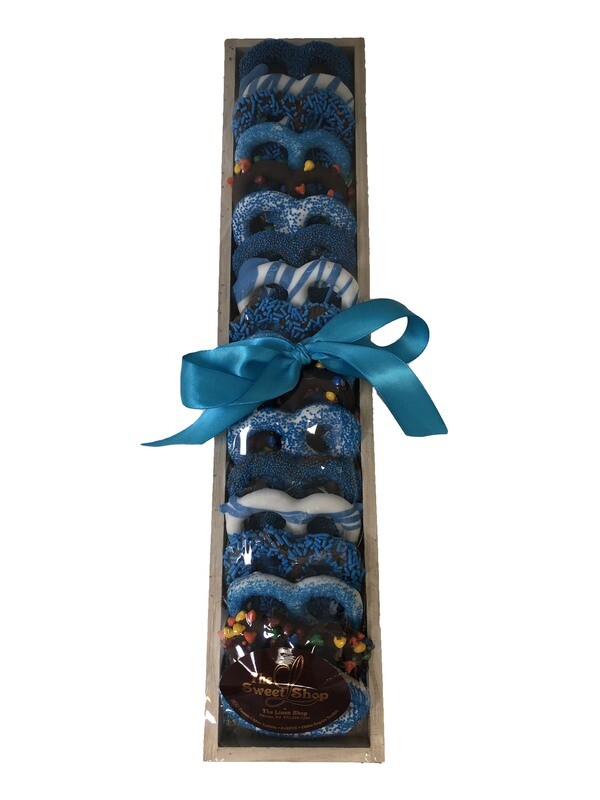 Blue Long Wood Rectangular Pretzel Tray