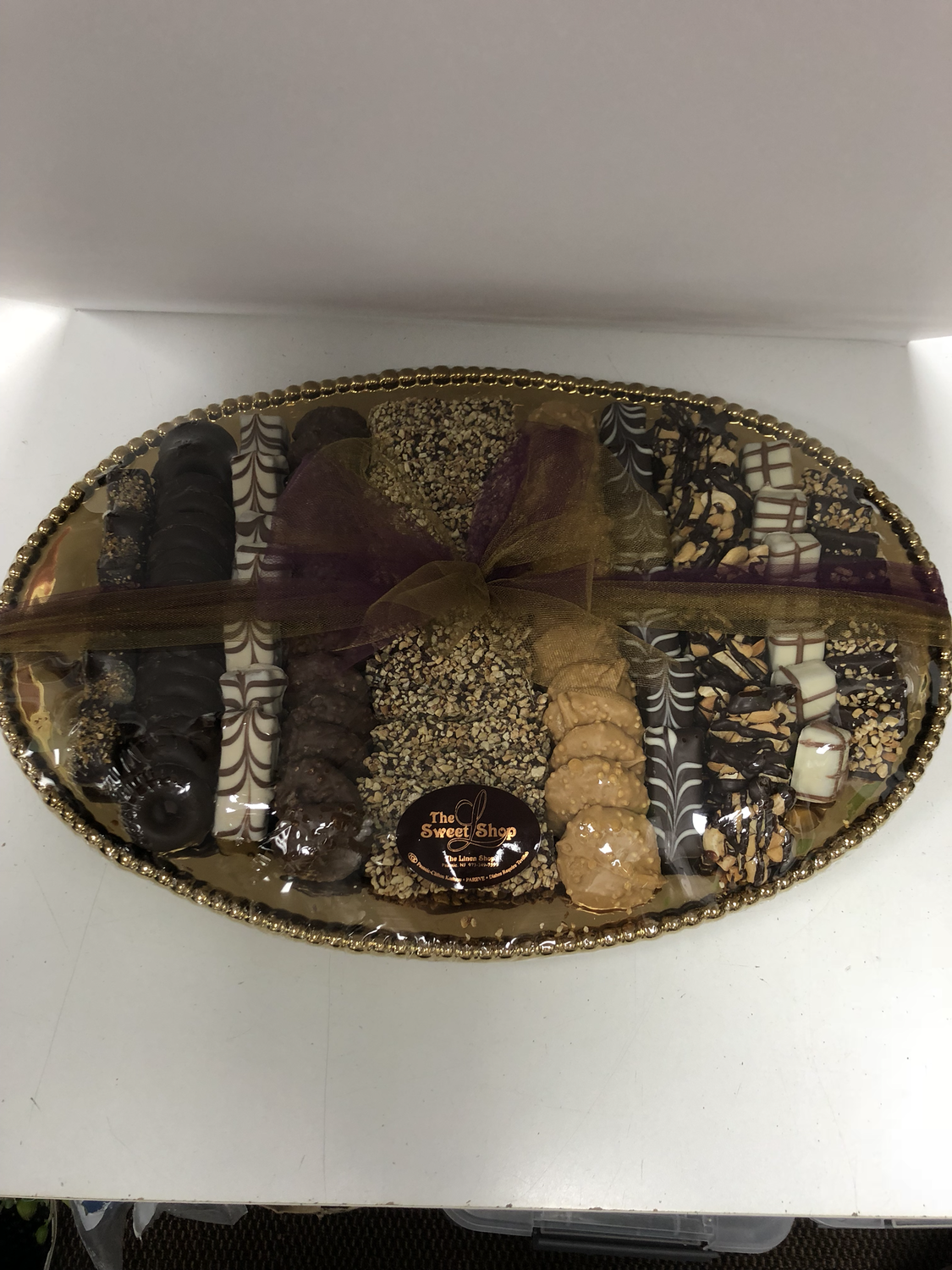 Large Gold Oval Tray with chocolate 