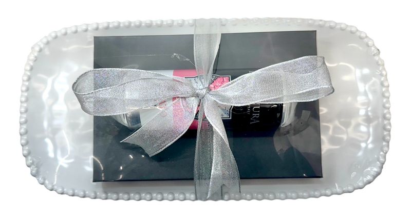 White Beaded Tray MM2614