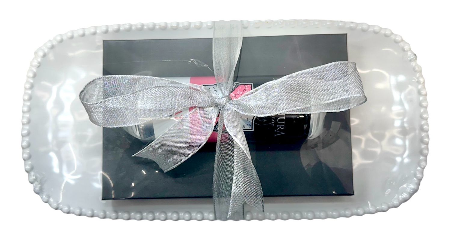 White Beaded Tray MM2614