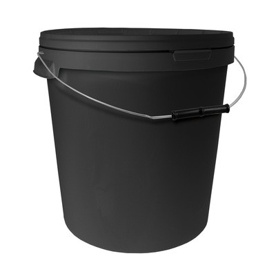 33L Round Black Bucket with Metal Handle and Lid