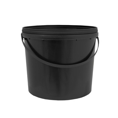 5L Round Black Bucket with Handle and Lid