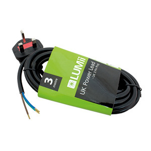 LUMii UK Power Lead - 3m - 3 x 0.75mm Strand - Crimped Ends