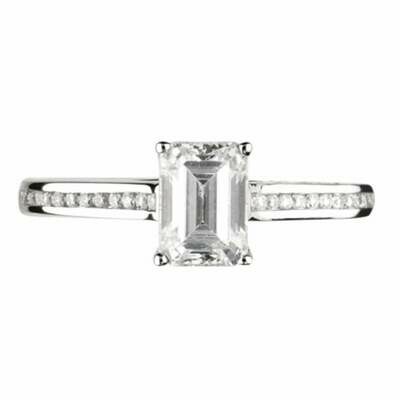 Platinum Diamond Solitaire Emerald Cut Ring 0.50ct