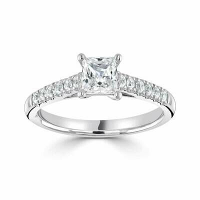 Platinum Diamond Solitaire Princess Cut Ring 0.63ct