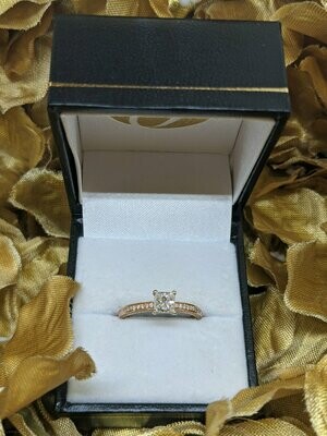 18ct Rose Gold Diamond Solitaire Princess Cut Ring 0.53ct