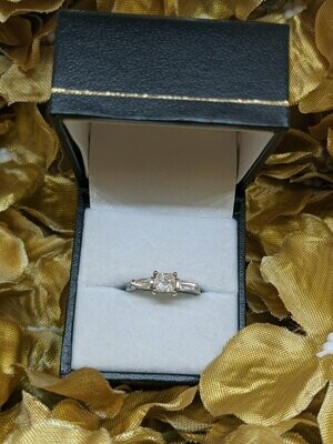 Platinum Diamond Princess Cut Three Stone Ring 0.75ct