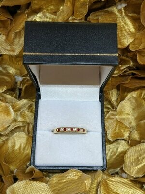 9ct Gold Ruby Diamond Band Ring