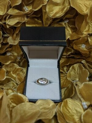 9ct White Gold Pink Sapphire Diamond Small Signet Ring