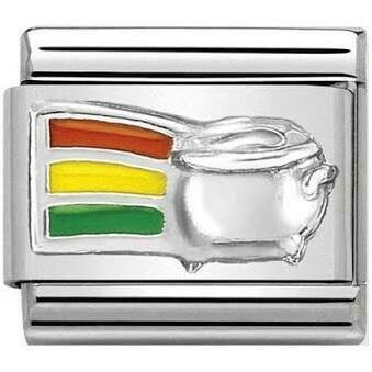 Nomination Classic Rainbow & Pot Of Gold Enamel, Stainless Steel with Sterling Silver SALE