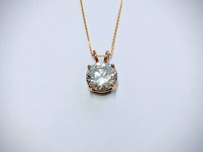 9ct Yellow Gold CZ Large Round Solitaire Pendant