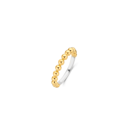 Ti Sento Beaded Band CZ Ring Sterling Silver Gold Plated