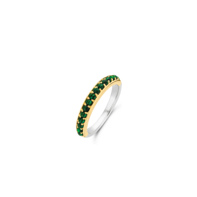 Ti Sento Malachite Band Ring Sterling Silver Gold Plated