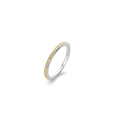 Ti Sento Narrow CZ Stacking Ring Sterling Silver Gold Plated