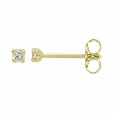 9ct Yellow Gold Diamond Four Claw Stud Earrings 0.10ct
