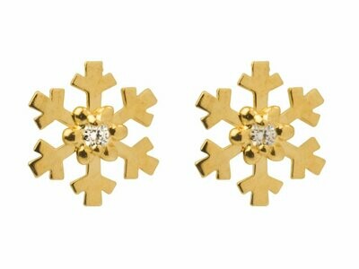 9ct Yellow Gold Petite Snowflake CZ Stud Earrings
