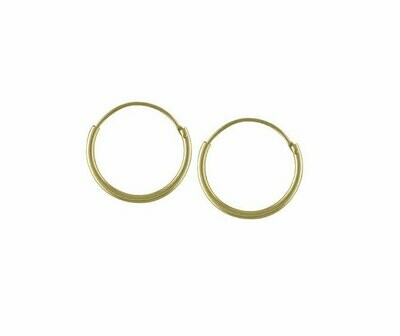 9ct Yellow Gold Sleeper Hoop Earrings 12mm