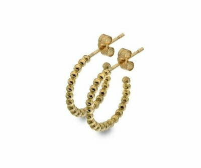 9ct Yellow Gold Beaded Hoop Earrings