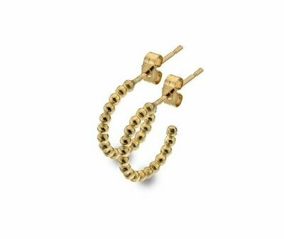 9ct Yellow Gold Small Beaded Hoop Earrings