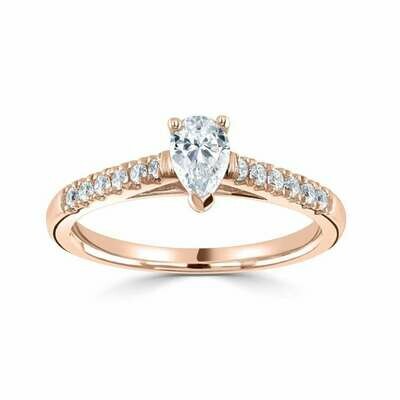 18ct Rose Gold Diamond Solitaire Pear Shape Ring 0.17ct