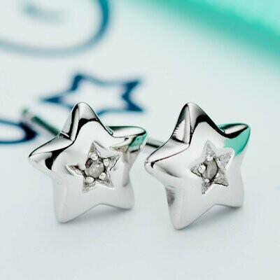 Little Star Earrings Noor Sterling Silver Diamond