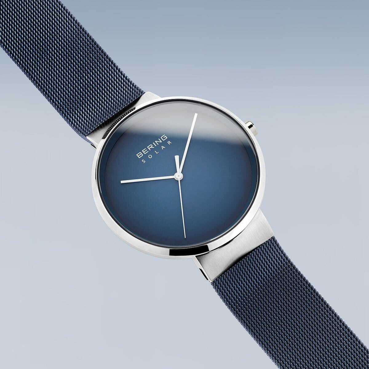 Bering Solar Polished/Brushed Silver Blue Watch