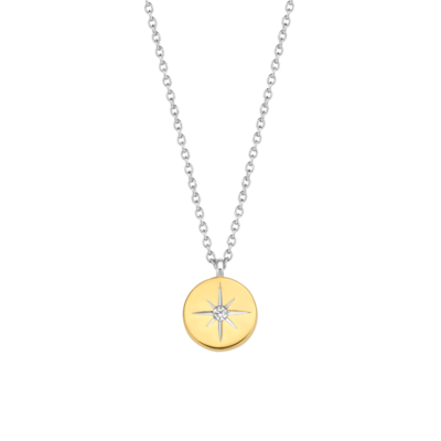 Ti Sento Starburst Pendant Sterling Silver Gold Plated