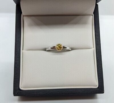 9ct White Gold 18ct Yellow Gold Canary Yellow Diamond Solitaire Ring