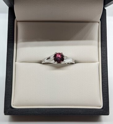 9ct White Gold Pink Tourmaline Solitaire Ring