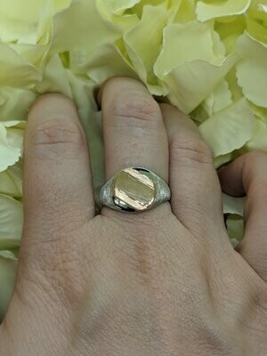 9ct White & Rose Gold Large Signet Ring