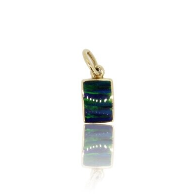 9ct Yellow Gold Green Opal Created Pendant