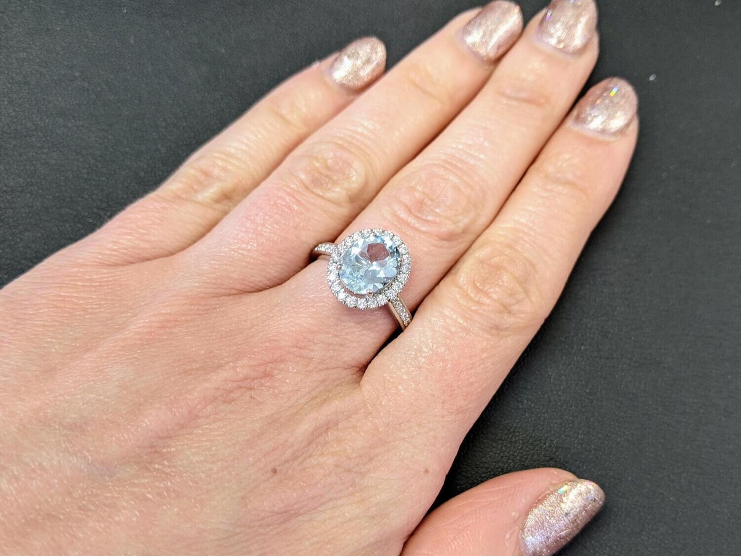 18ct White Gold Halo Ruby & Diamond Ring
