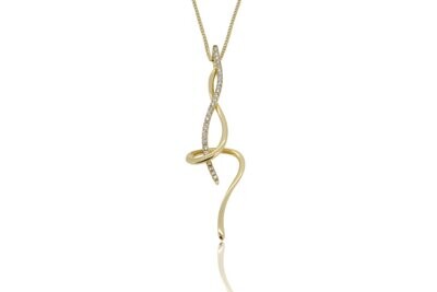 18ct Yellow Gold Diamond Elegant Looping Necklace 0.09ct