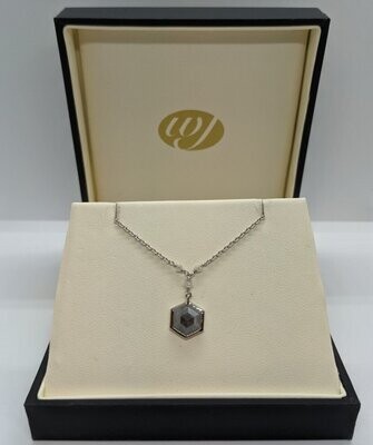 Platinum Salt & Pepper Hexagonal Shape Diamond Necklace 2.09ct