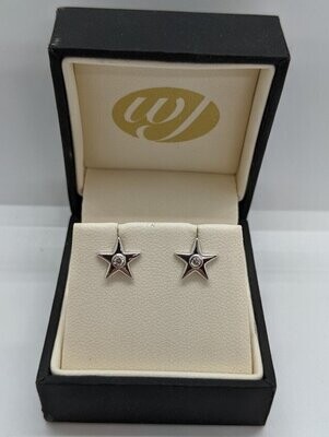 9ct White Gold Diamond Star Stud Earrings 0.07ct
