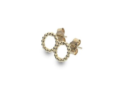9ct Yellow Gold Beaded Circle Stud Earrings