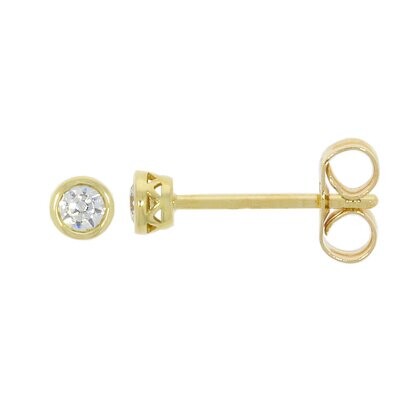 9ct Yellow Gold Diamond Bezel Stud Earrings 0.10ct