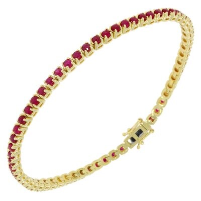 9ct Yellow Gold Ruby Diamond Tennis Bracelet
